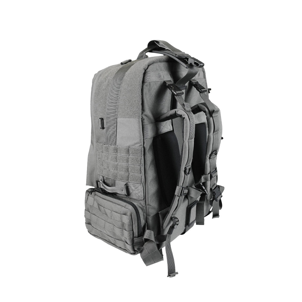 ESKI Tactical Backpack CM-CTRU-015 – gray high-capacity pack with MOLLE webbing and detachable side pouch