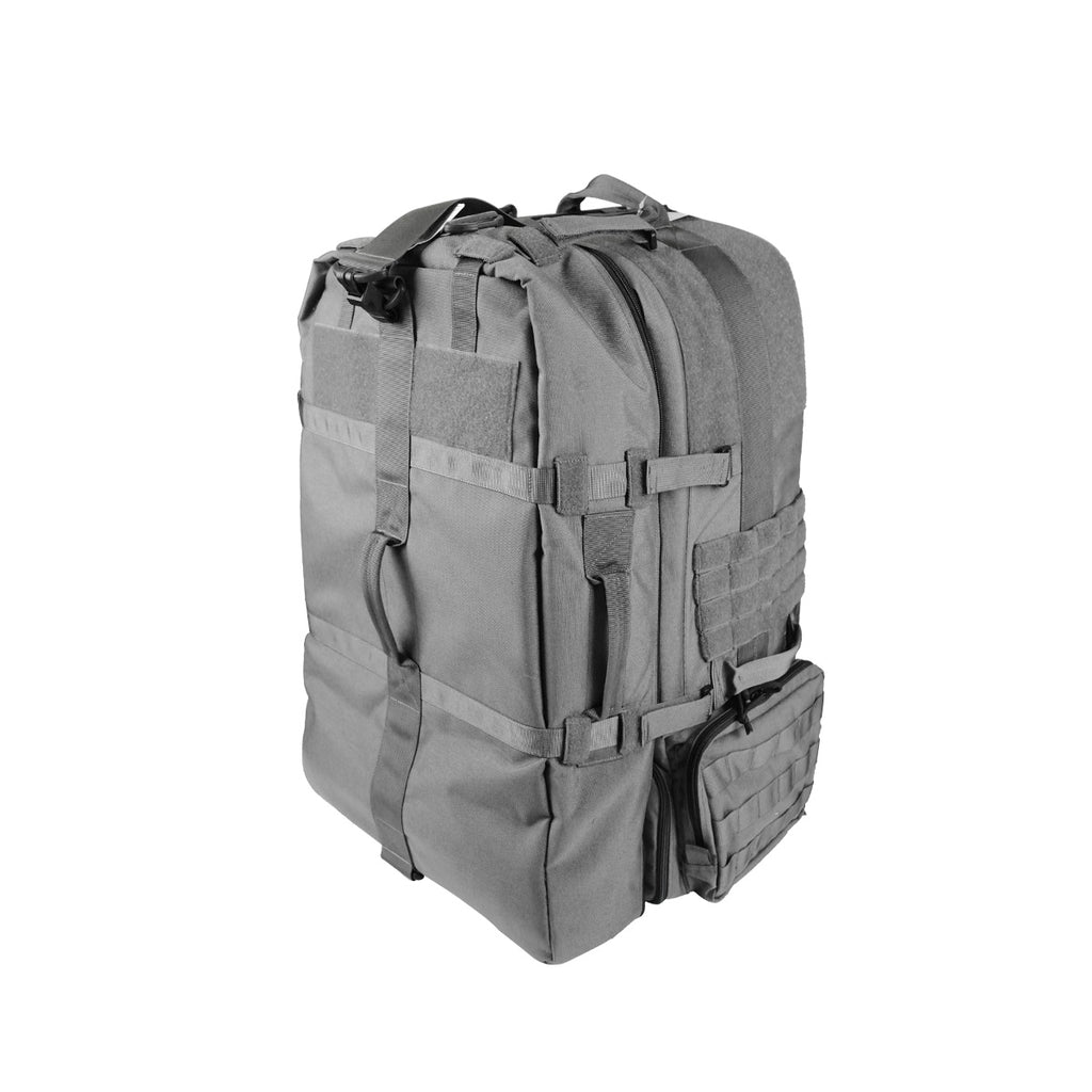 ESKI Tactical Backpack CM-CTRU-015 – gray high-capacity pack with MOLLE webbing and detachable side pouch