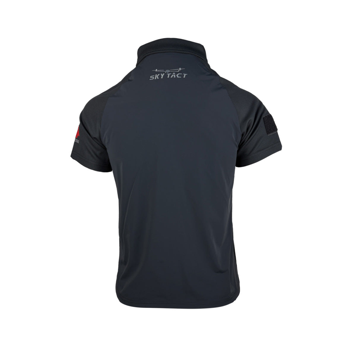 Back view of ESKI Tactical Polo GPS-230513 – two-tone gray design with breathable back panel and sleeve patches