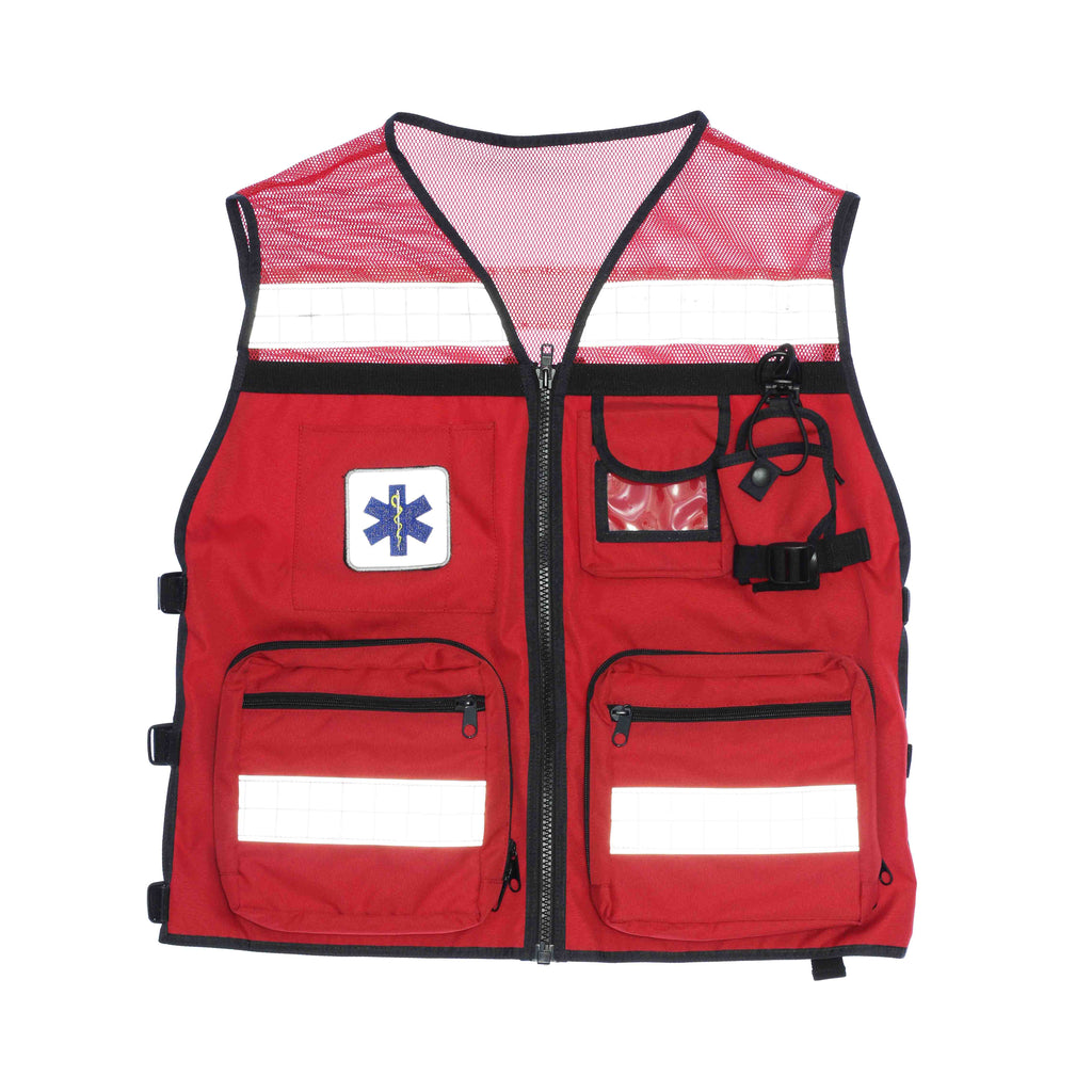 FAV-29L First Aid Vest – High-visibility emergency rescue vest with multi-pocket design, breathable mesh, and medical patch


