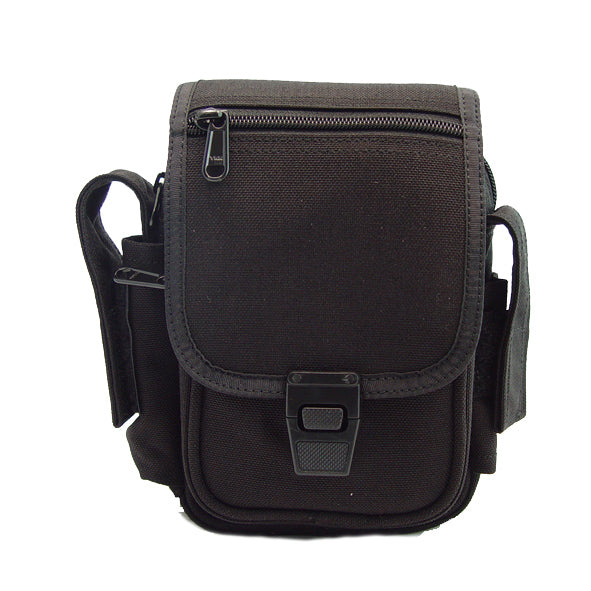 Black tactical first aid waist bag with buckle closure, multiple compartments, and Cordura 1000D construction


