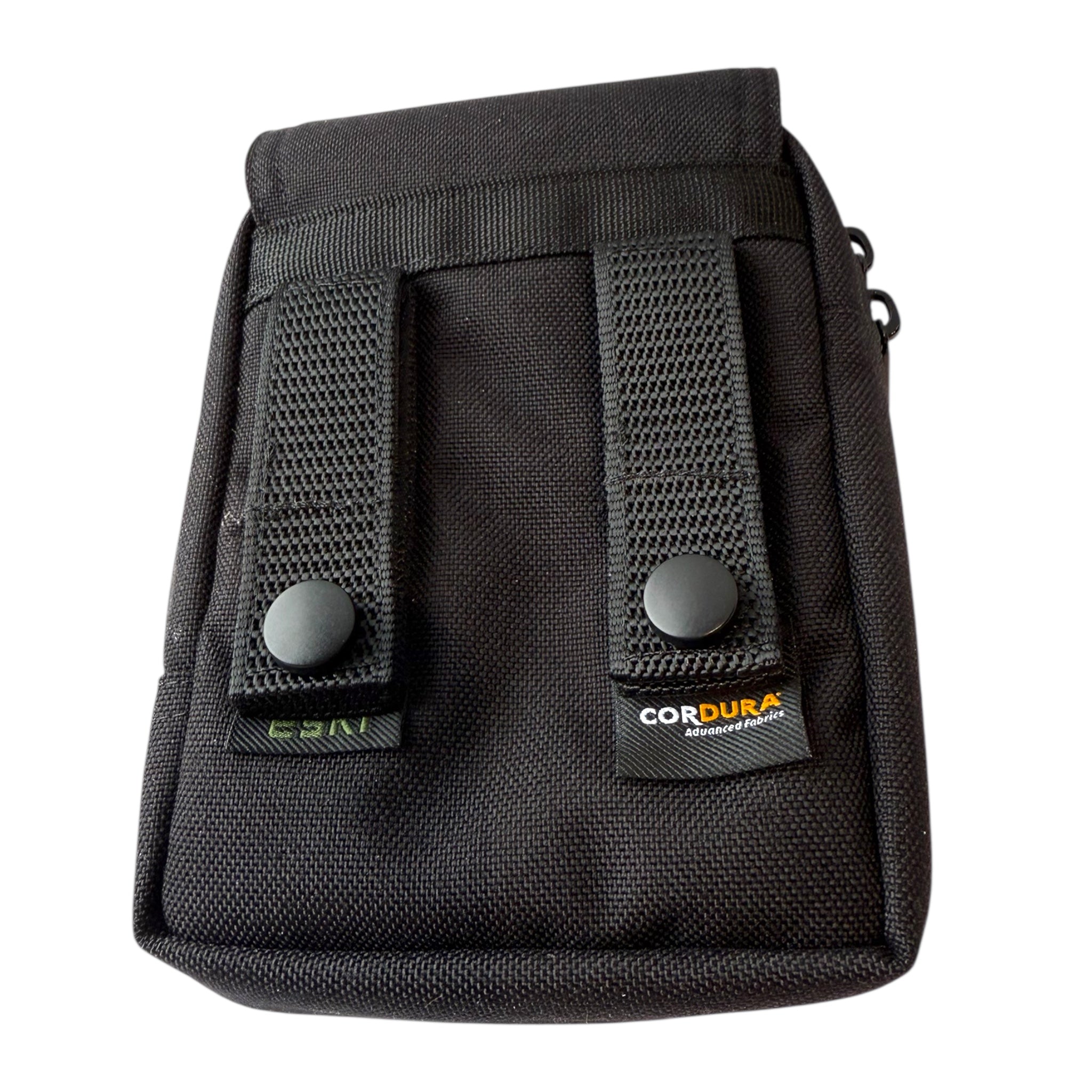 Black tactical waist bag made from DuPont Cordura® 1000D fabric, featuring zippered compartments, magnetic flap closure, and dual-lock waist strap — ideal for military, police, and outdoor gear suppliers.