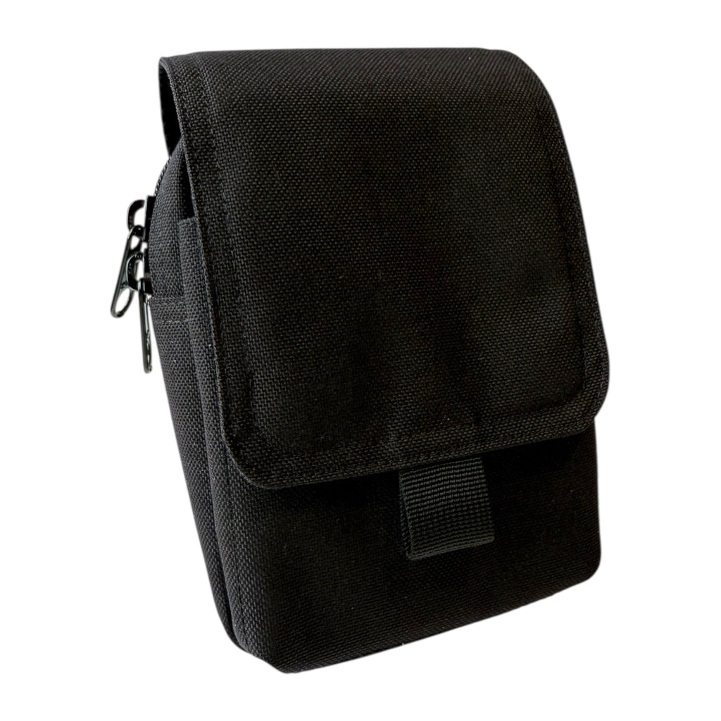 Black tactical waist bag made from DuPont Cordura® 1000D fabric, featuring zippered compartments, magnetic flap closure, and dual-lock waist strap — ideal for military, police, and outdoor gear suppliers.