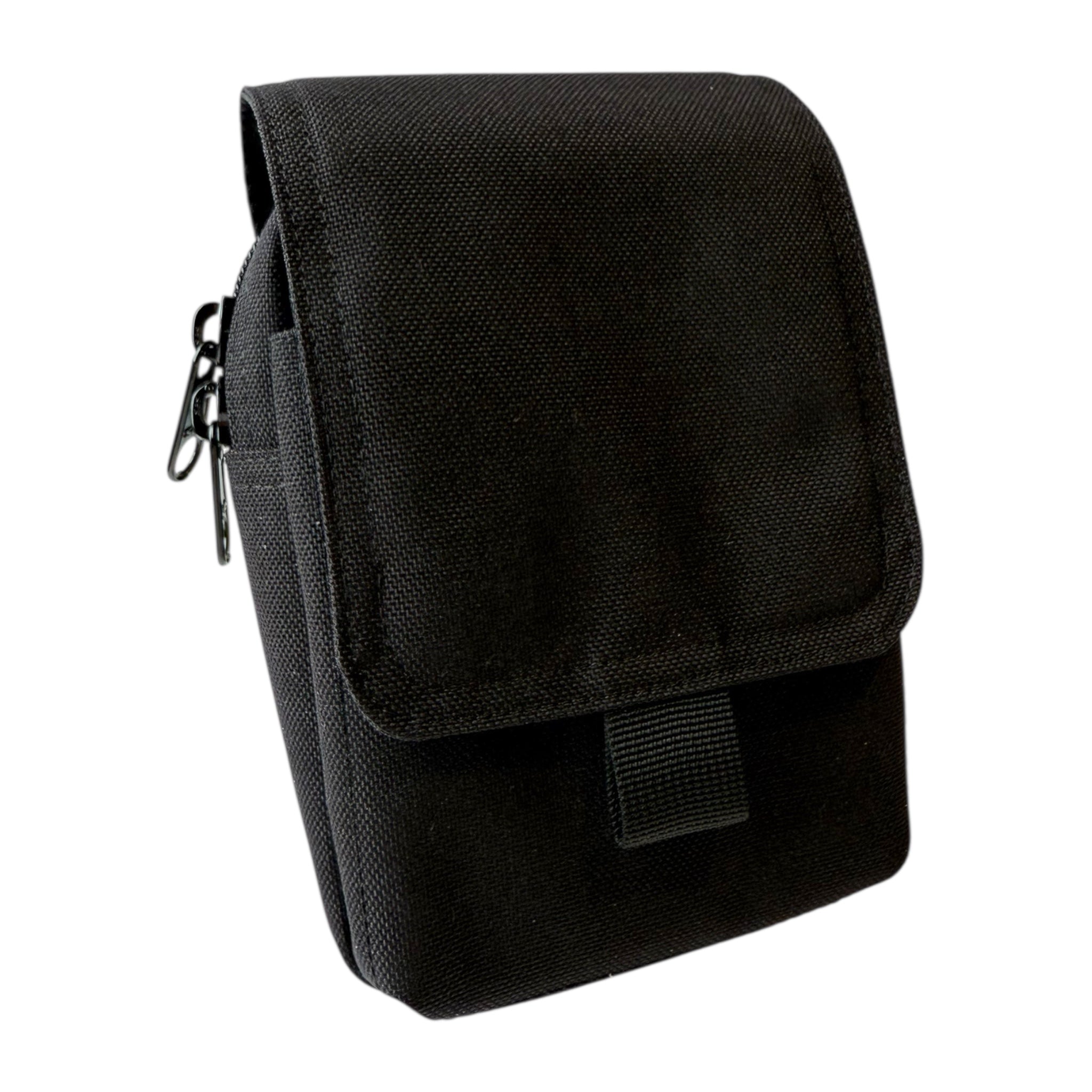 Black tactical waist bag made from DuPont Cordura® 1000D fabric, featuring zippered compartments, magnetic flap closure, and dual-lock waist strap — ideal for military, police, and outdoor gear suppliers.