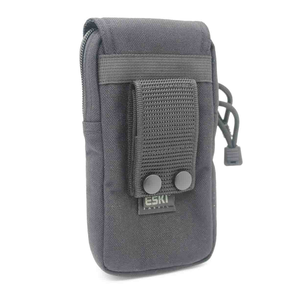 PH-180404 black zippered waist bag with Velcro flap and durable CORDURA fabric