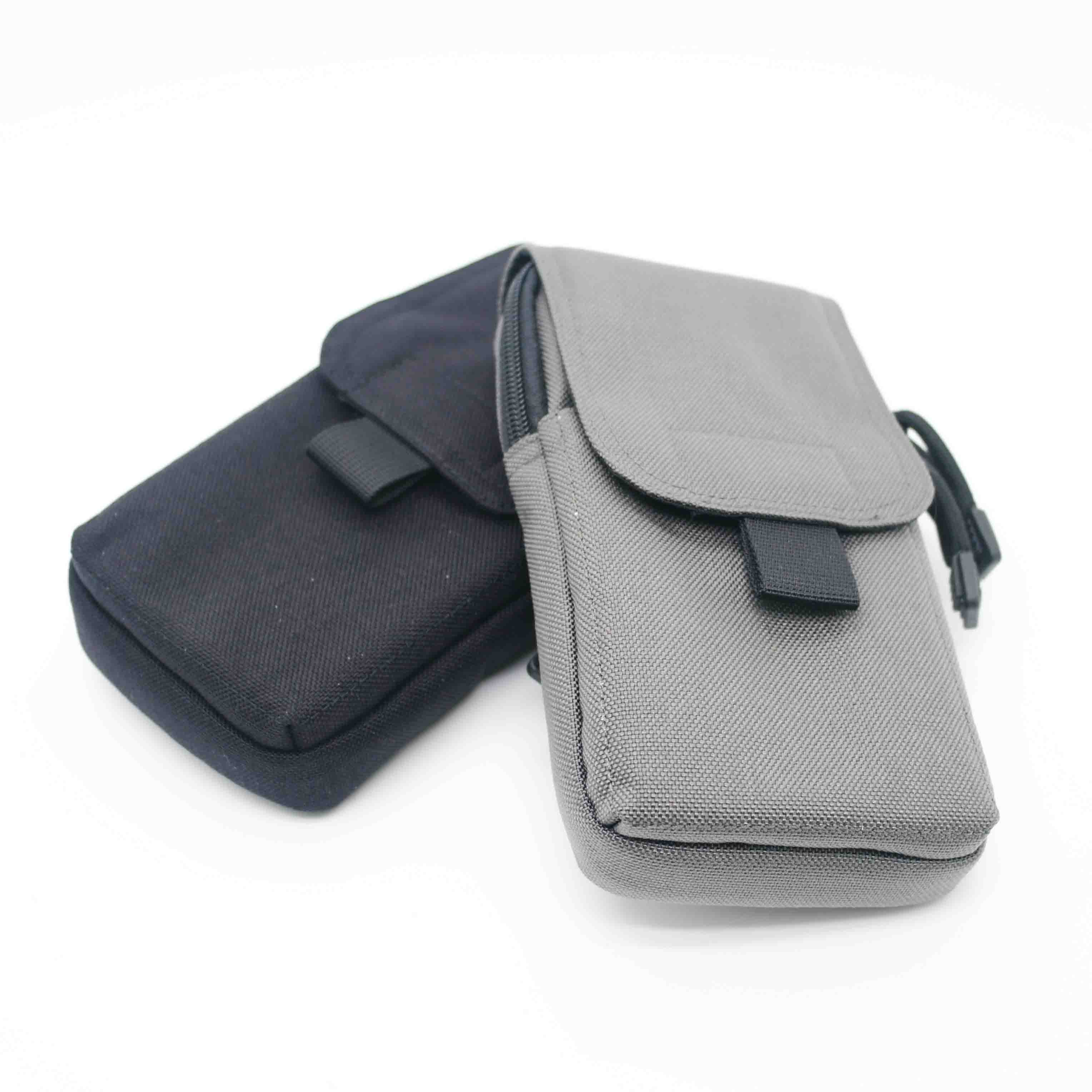 PH-180404 black zippered waist bag with Velcro flap and durable CORDURA fabric