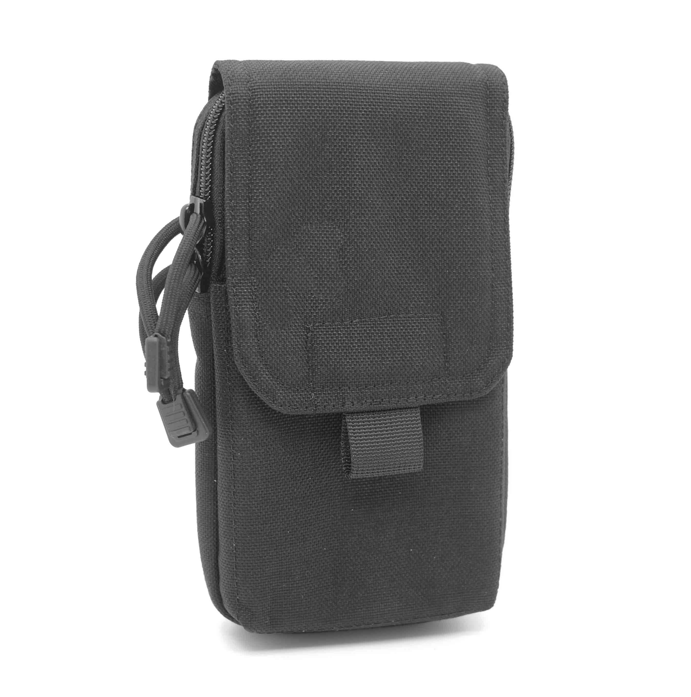 PH-180404 black zippered waist bag with Velcro flap and durable CORDURA fabric