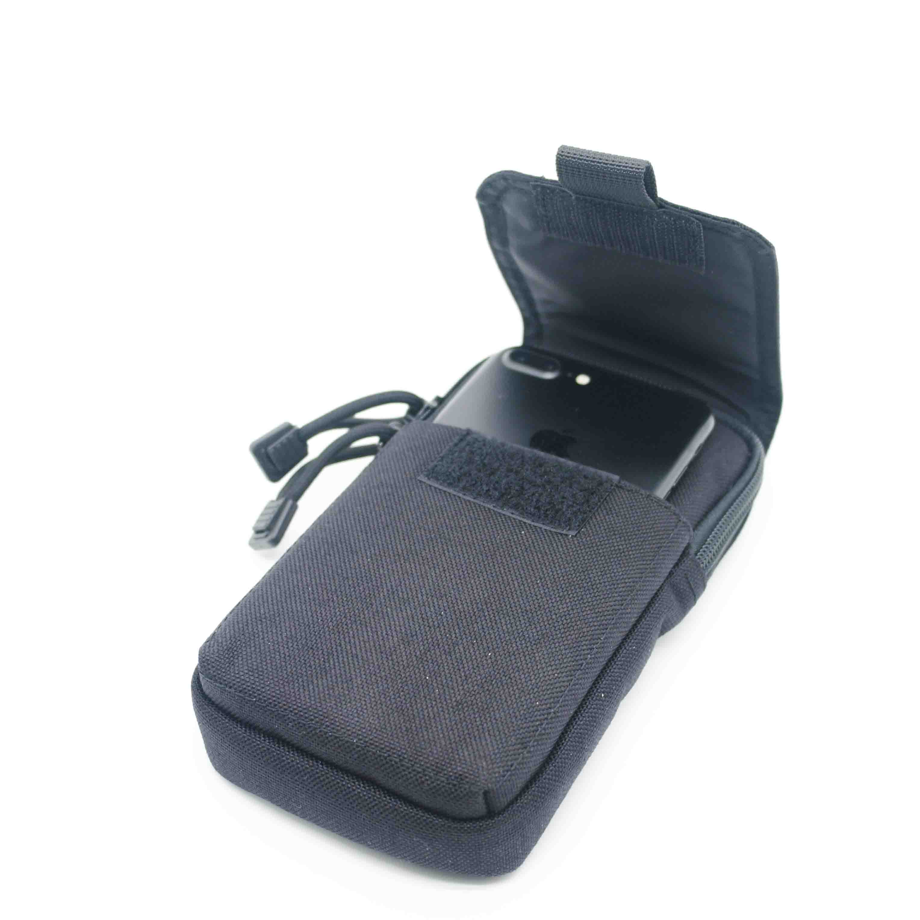 PH-180404 black zippered waist bag with Velcro flap and durable CORDURA fabric